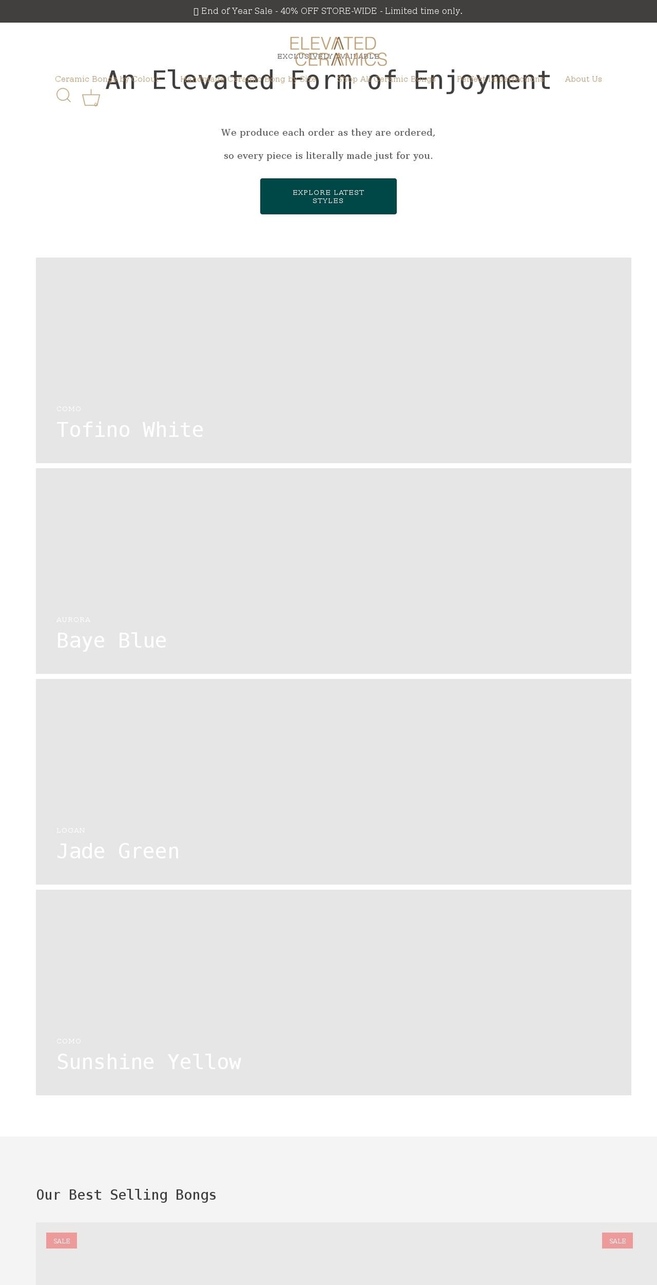 elevatedceramics.com shopify website screenshot