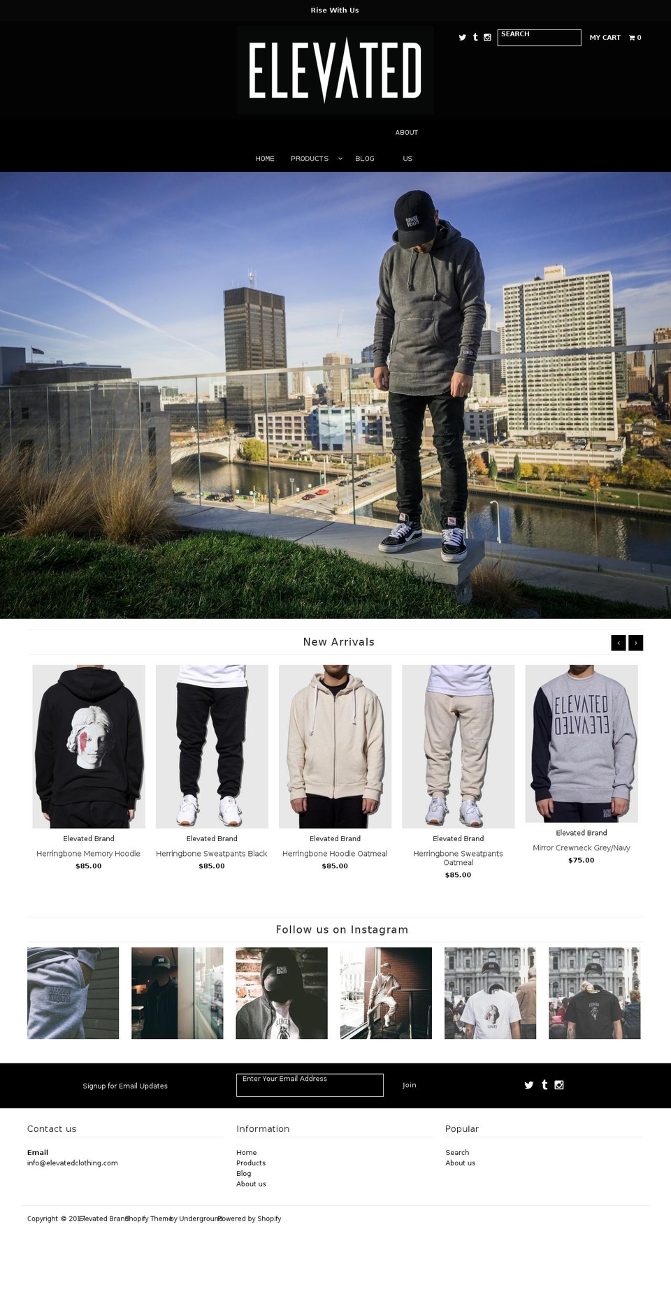 elevatedclothing.com shopify website screenshot