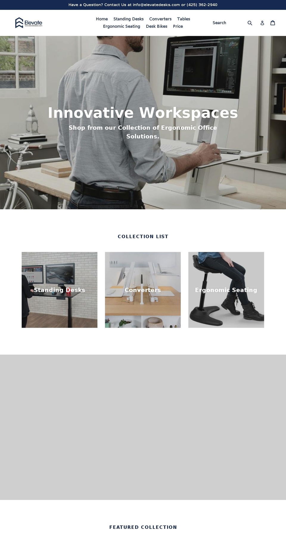 elevatedesks.com — Shopify storefront screenshot