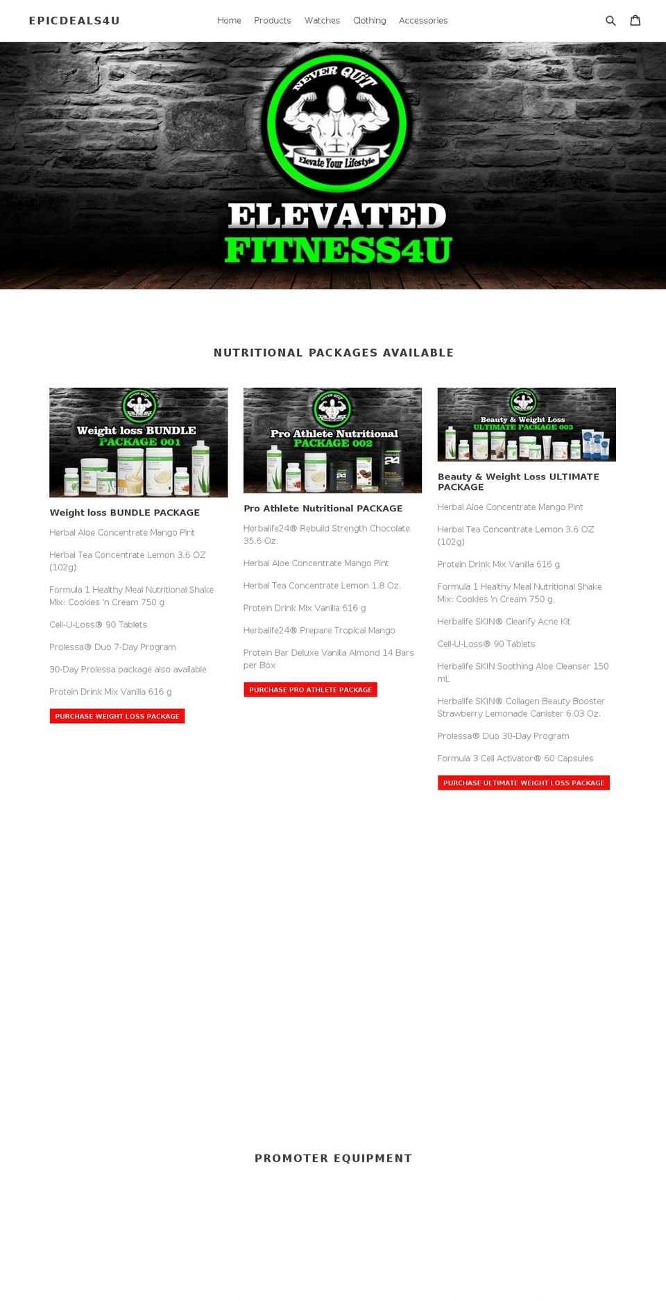 elevatedfitness4u.com — Shopify storefront screenshot