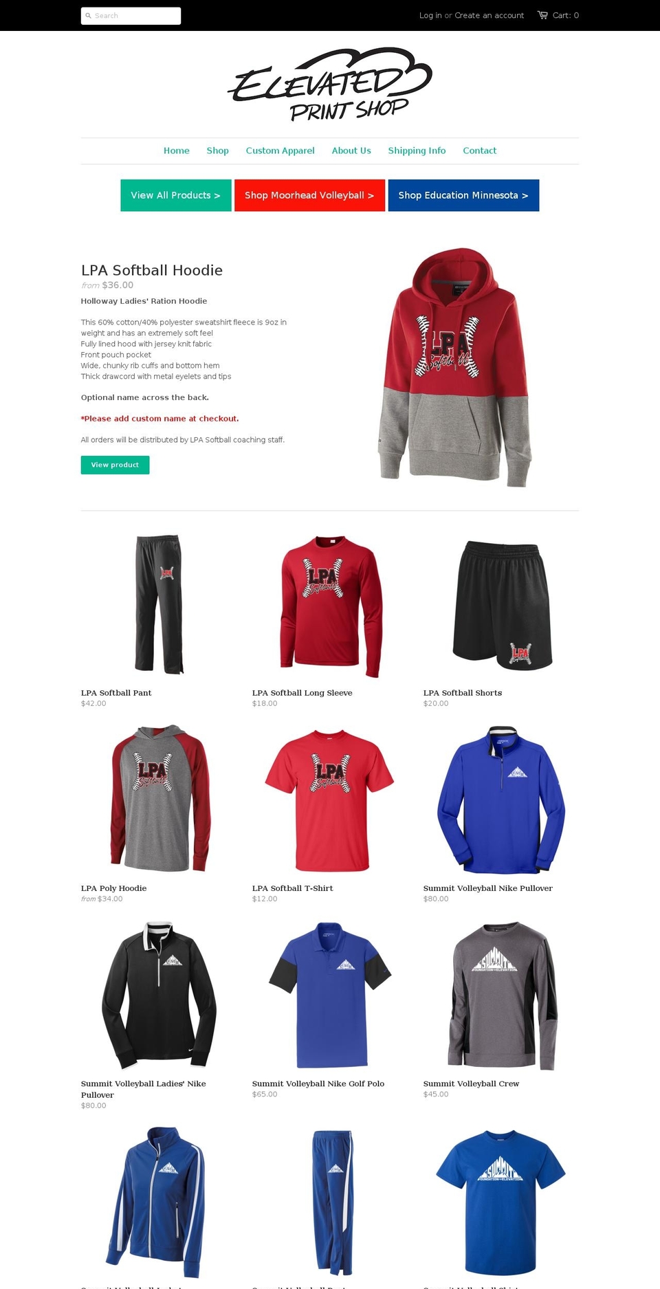 elevatedprintshop.com shopify website screenshot