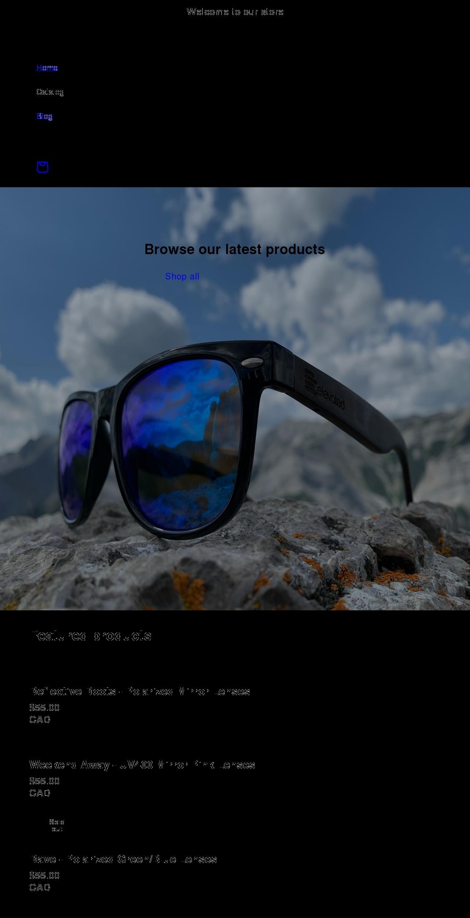elevatedshades.com — Shopify storefront screenshot