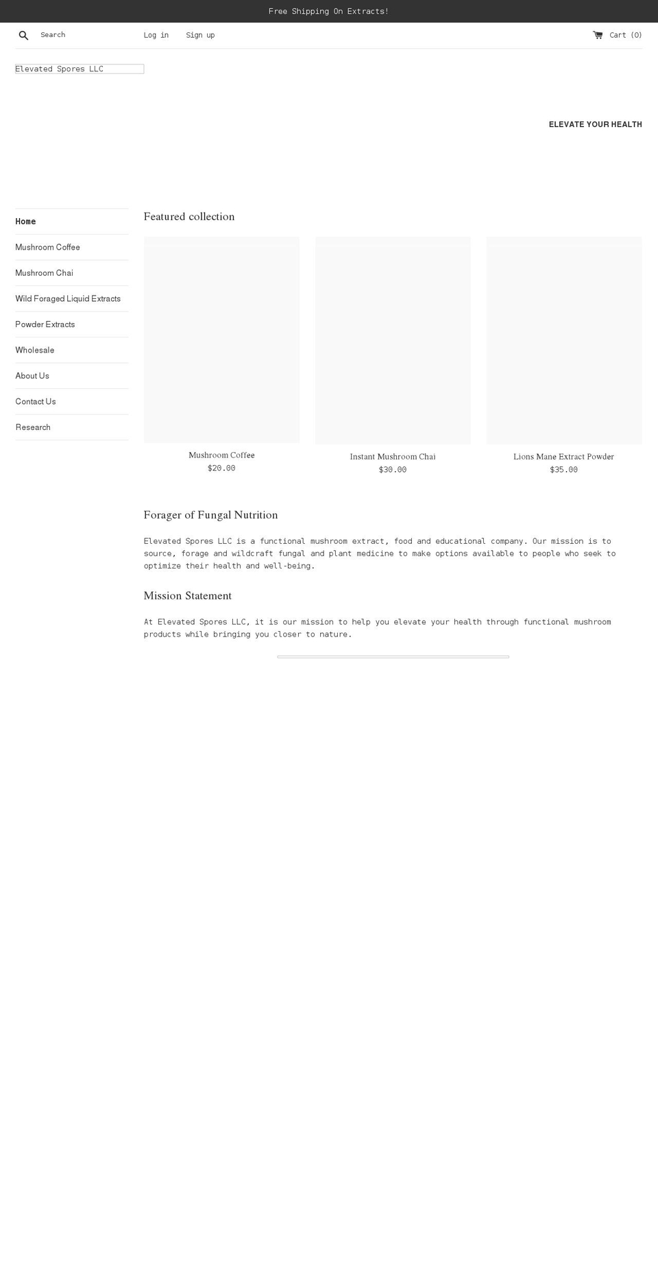 elevatedspores.com shopify website screenshot
