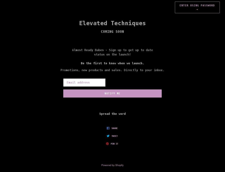 elevatedtechniques.com shopify website screenshot