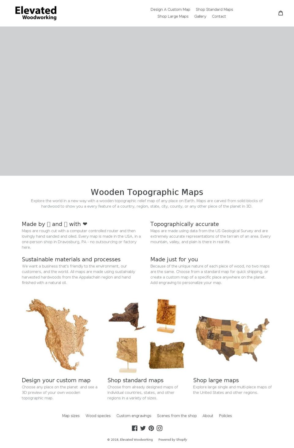elevatedwoodworking.com — Shopify storefront screenshot