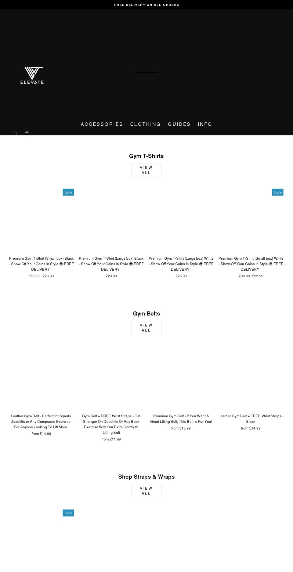 elevategymwear.com shopify website screenshot