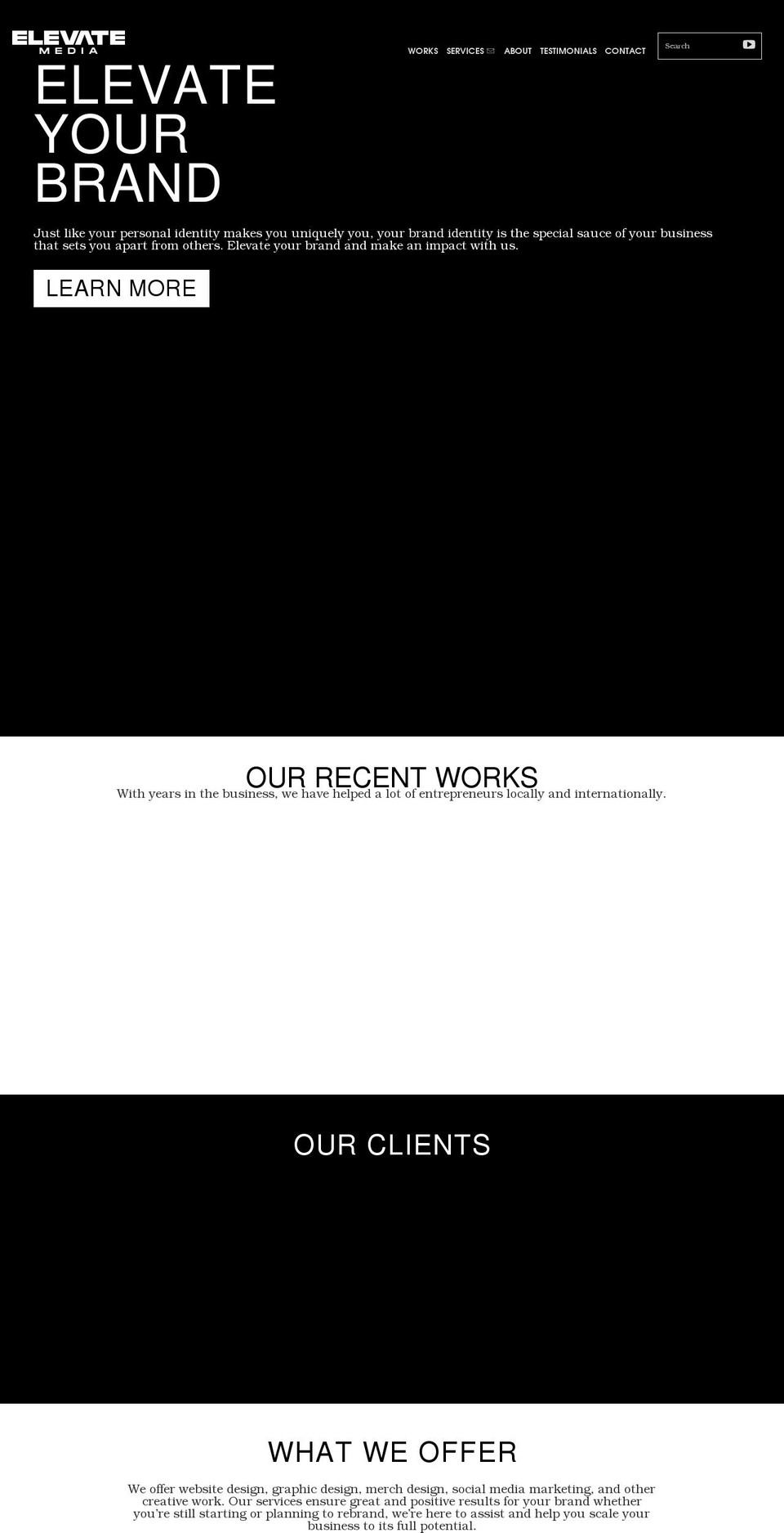 elevatemediadigital.com shopify website screenshot