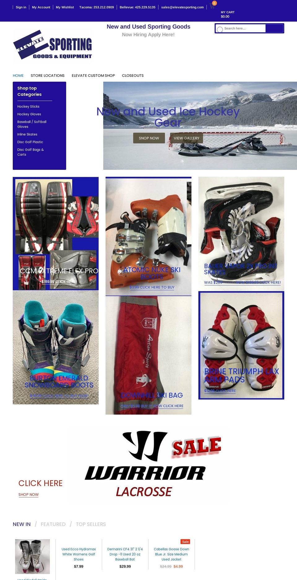 elevatesporting.com shopify website screenshot