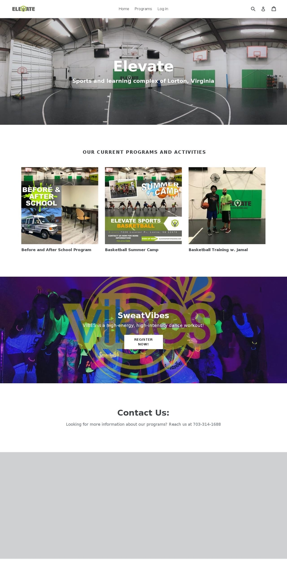 elevatesportstraining.com — Shopify storefront screenshot