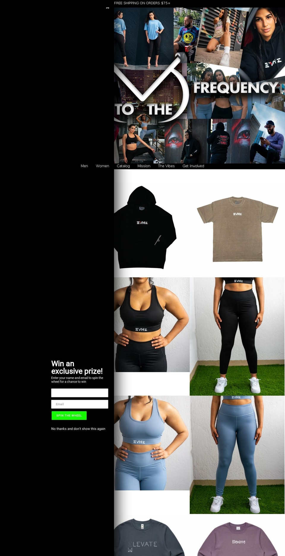 elevatevibrationhz.com shopify website screenshot