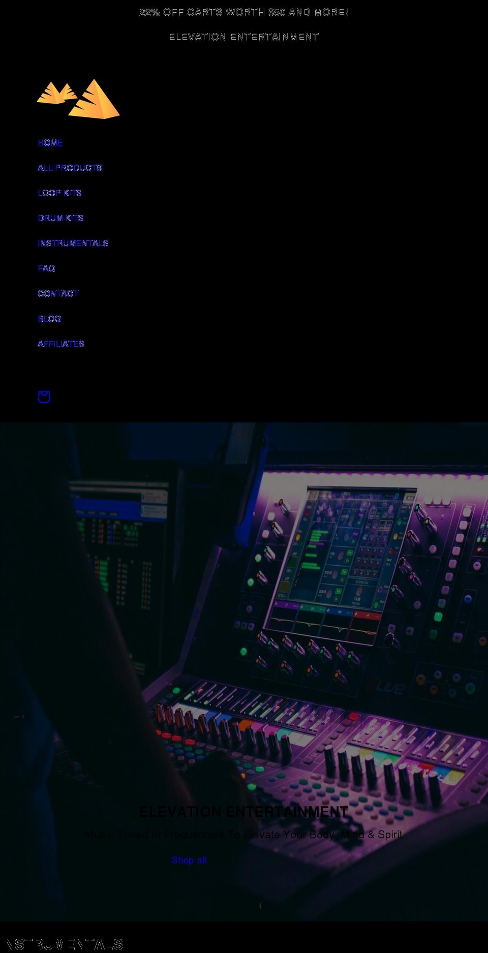 elevationentertainment.net shopify website screenshot