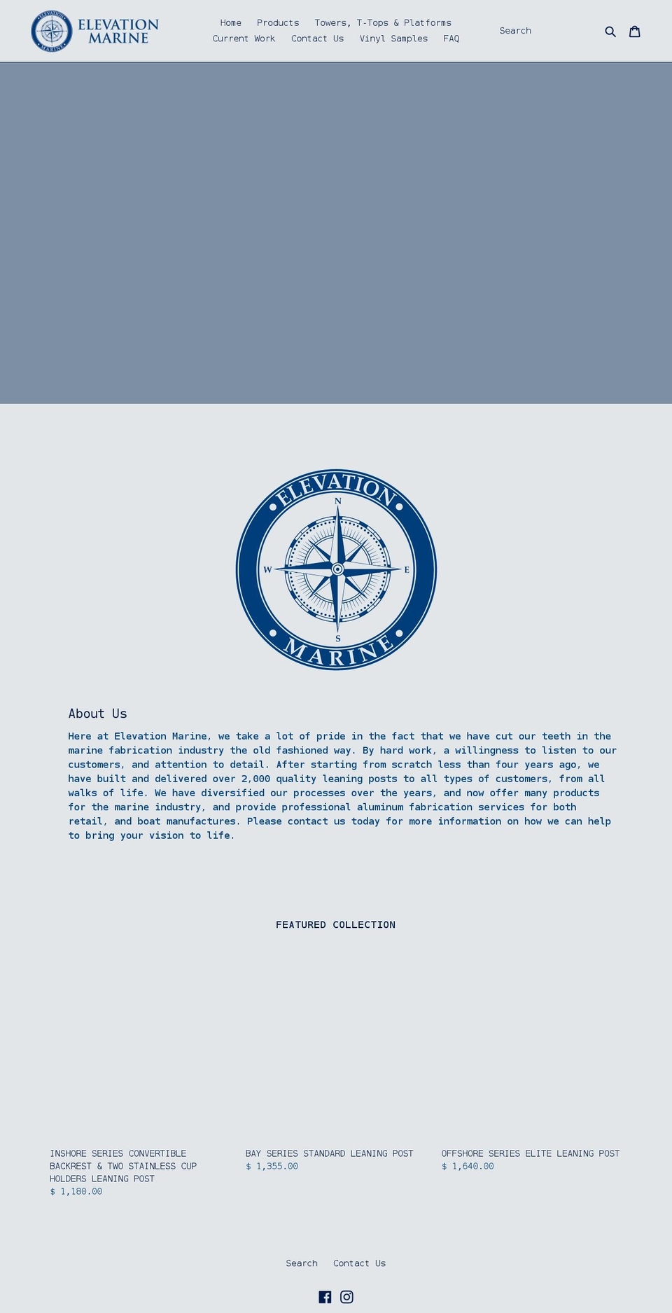 elevationmarine.com shopify website screenshot
