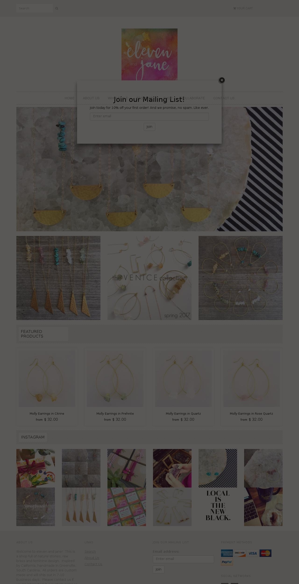 elevenandjane.com shopify website screenshot