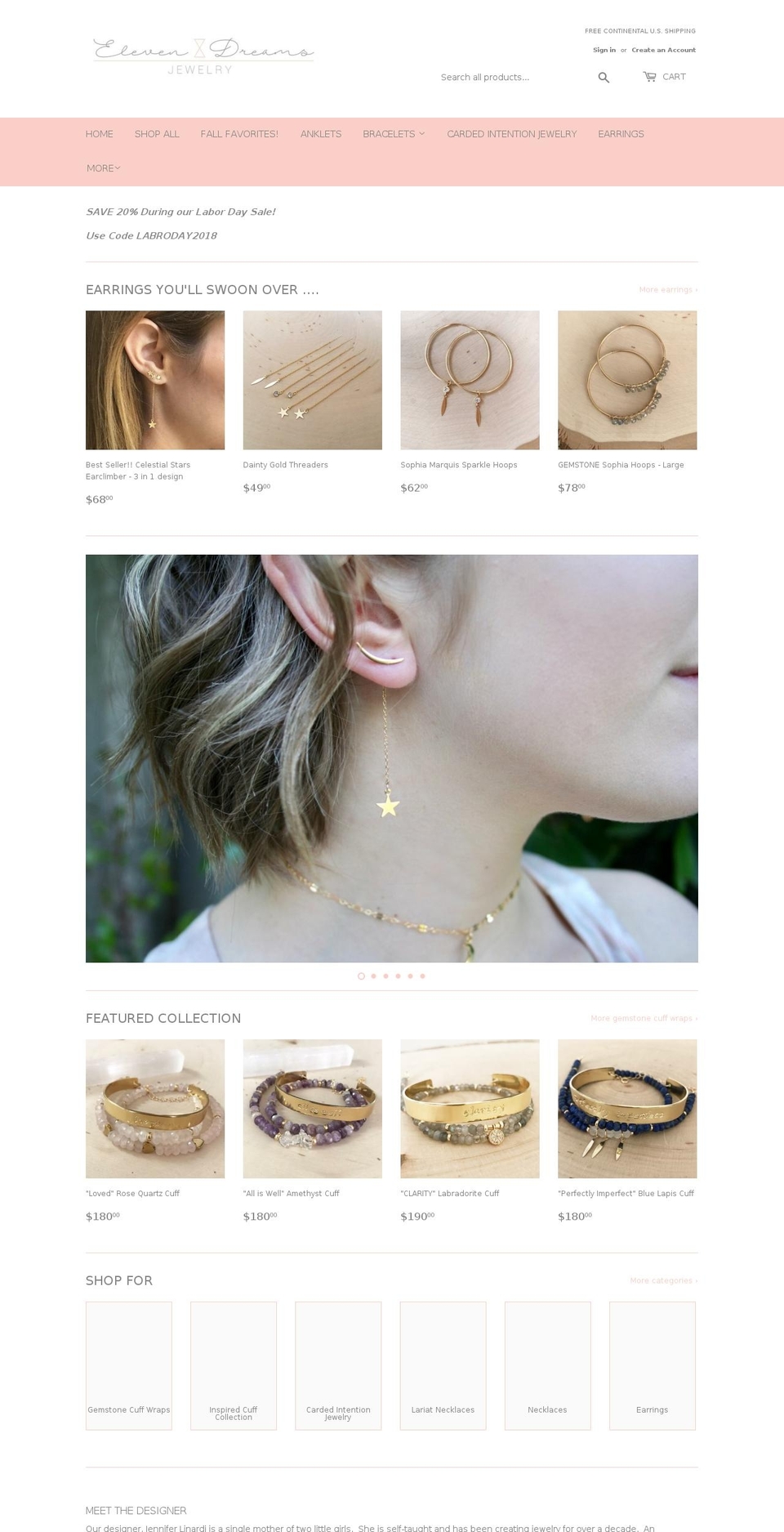 elevendreamsjewelry.com shopify website screenshot