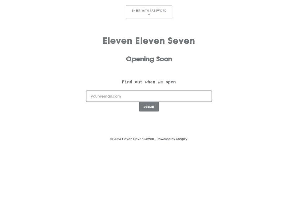 elevenelevenseven.com shopify website screenshot