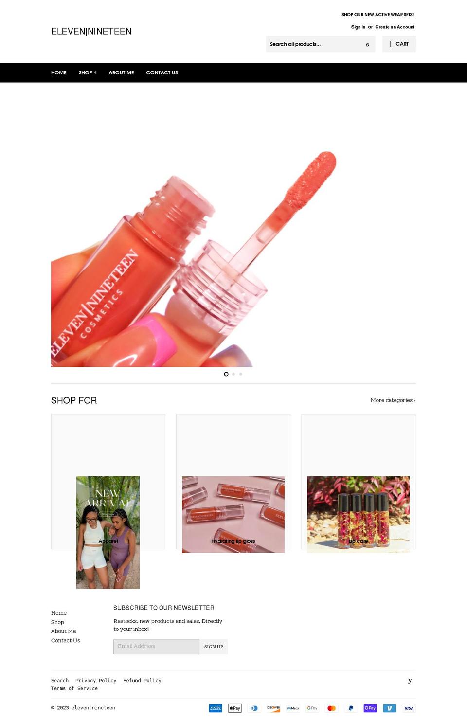 elevennineteen.net shopify website screenshot