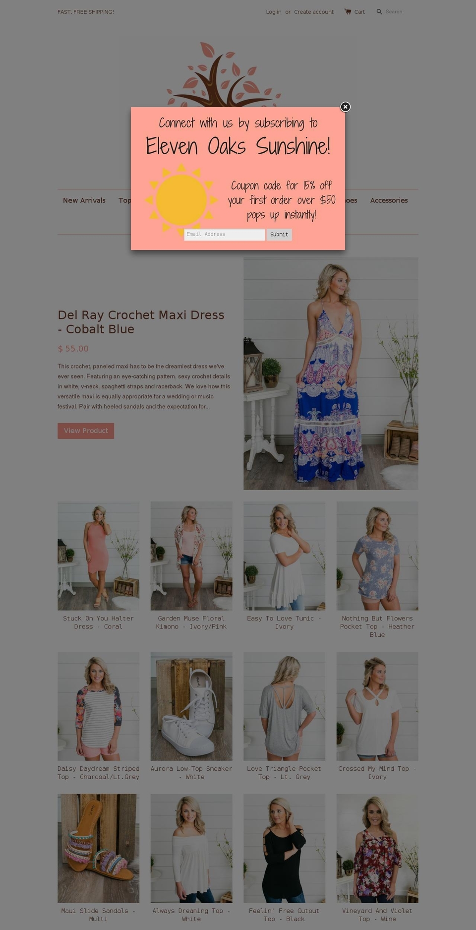elevenoaksboutique.com shopify website screenshot