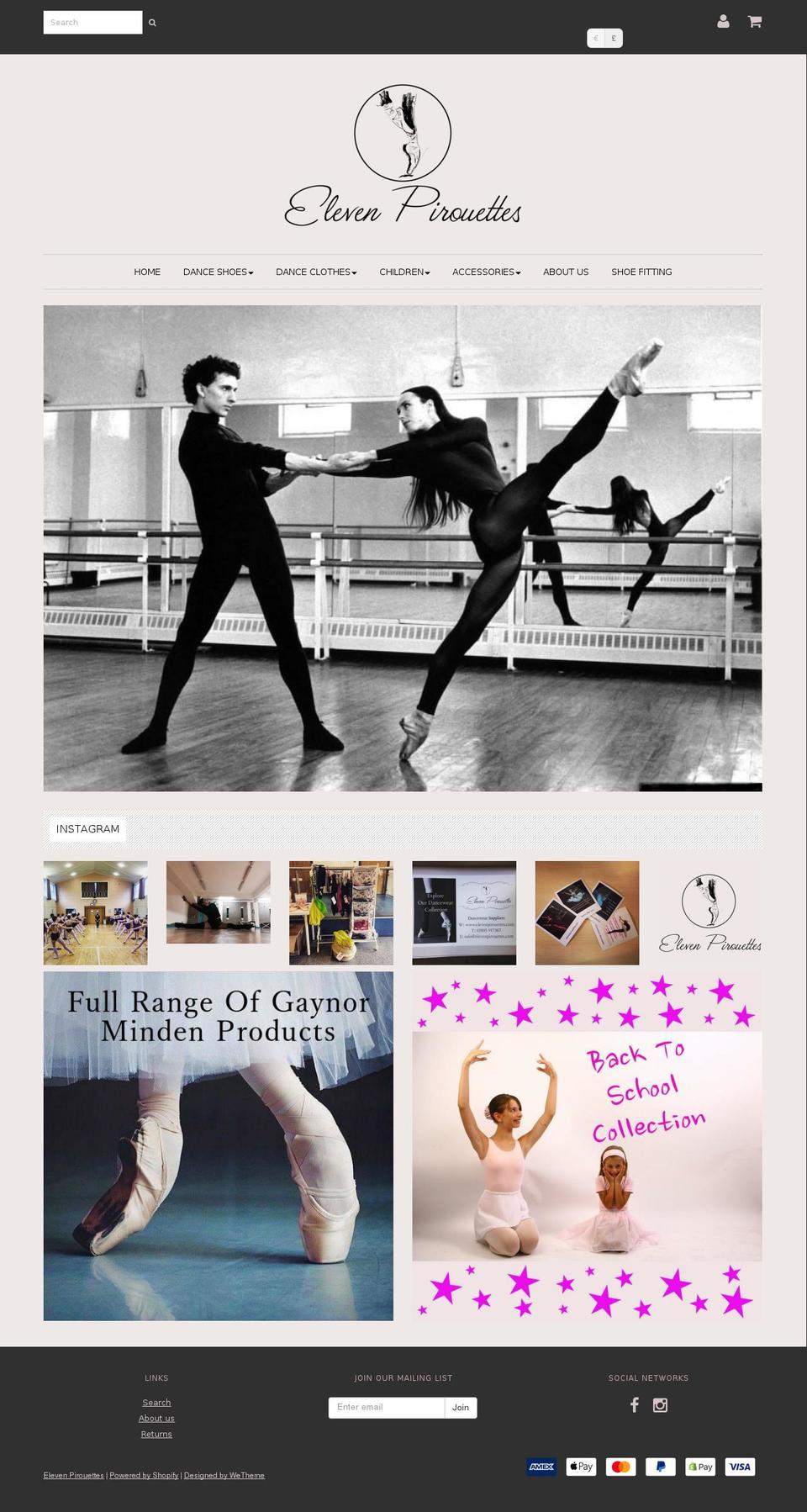 elevenpirouettes.com shopify website screenshot