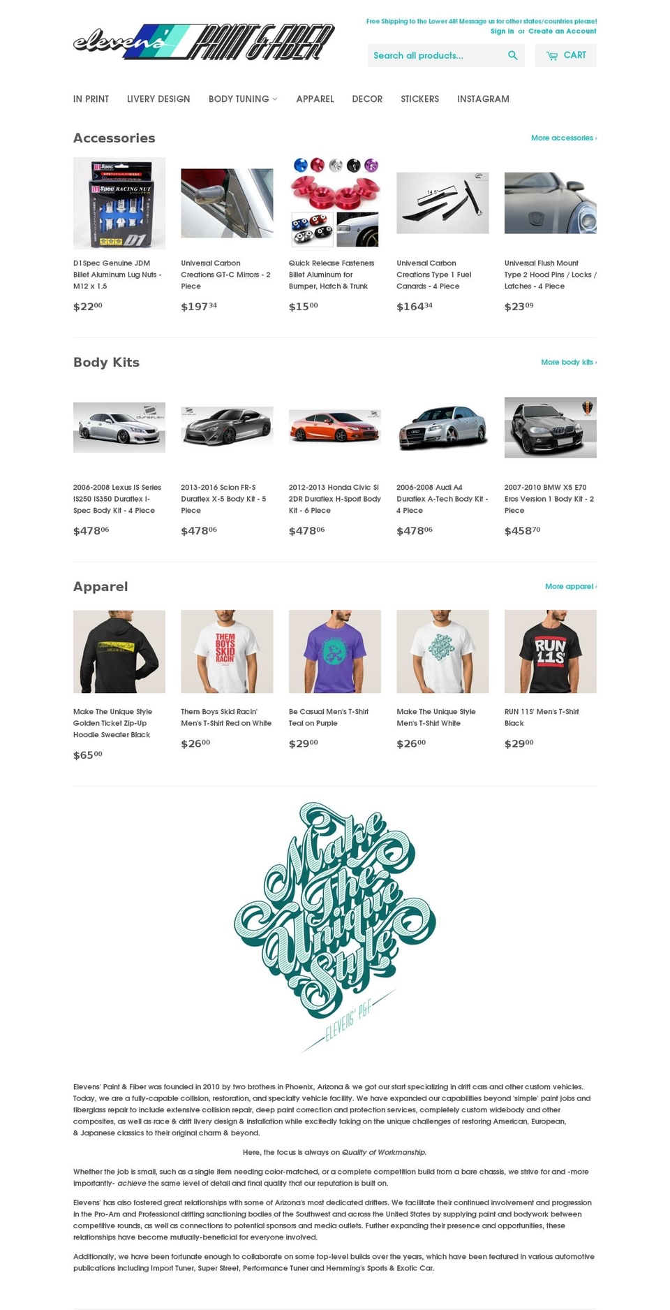 elevenspaint.com shopify website screenshot