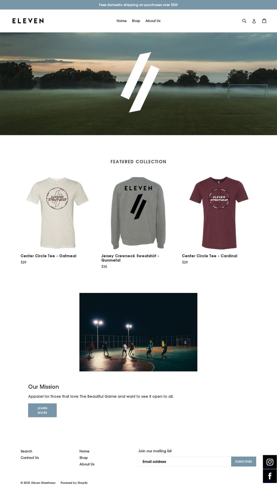 elevenstreetwear.com — Shopify storefront screenshot