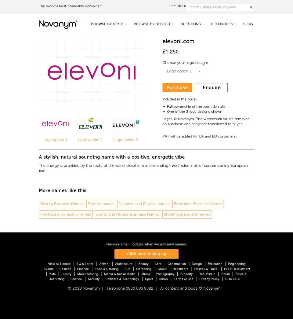 elevoni.com — Shopify storefront screenshot