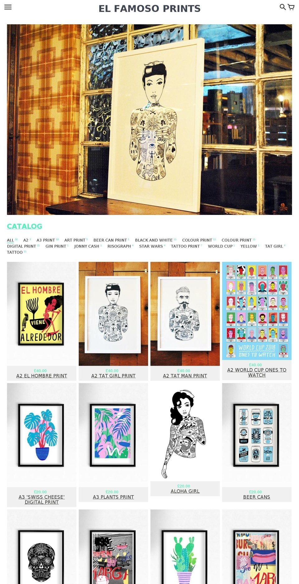 elfamosoprints.com shopify website screenshot