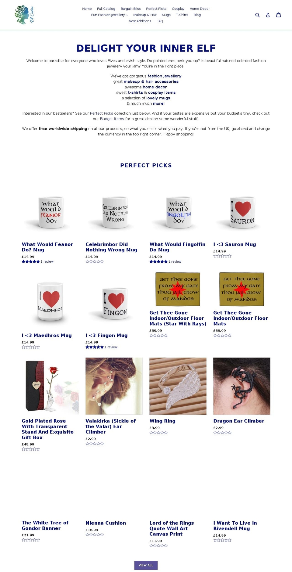 elfcouture.com — Shopify storefront screenshot