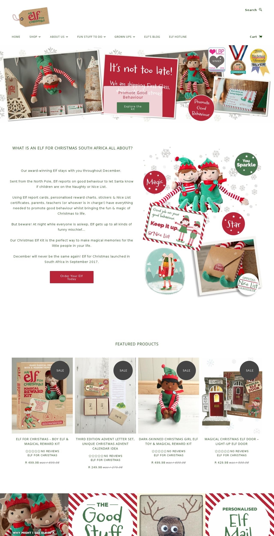 elfforchristmas.co.za shopify website screenshot