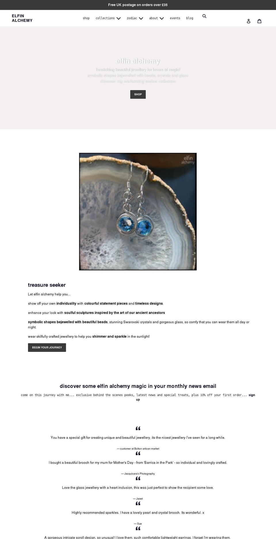 elfinalchemy.co.uk shopify website screenshot