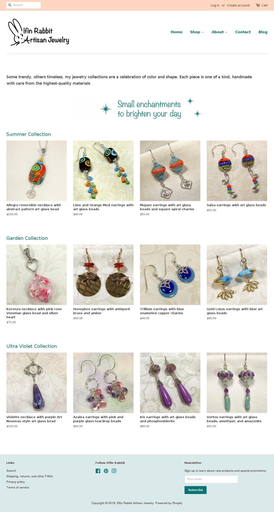elfinrabbitjewelry.com shopify website screenshot