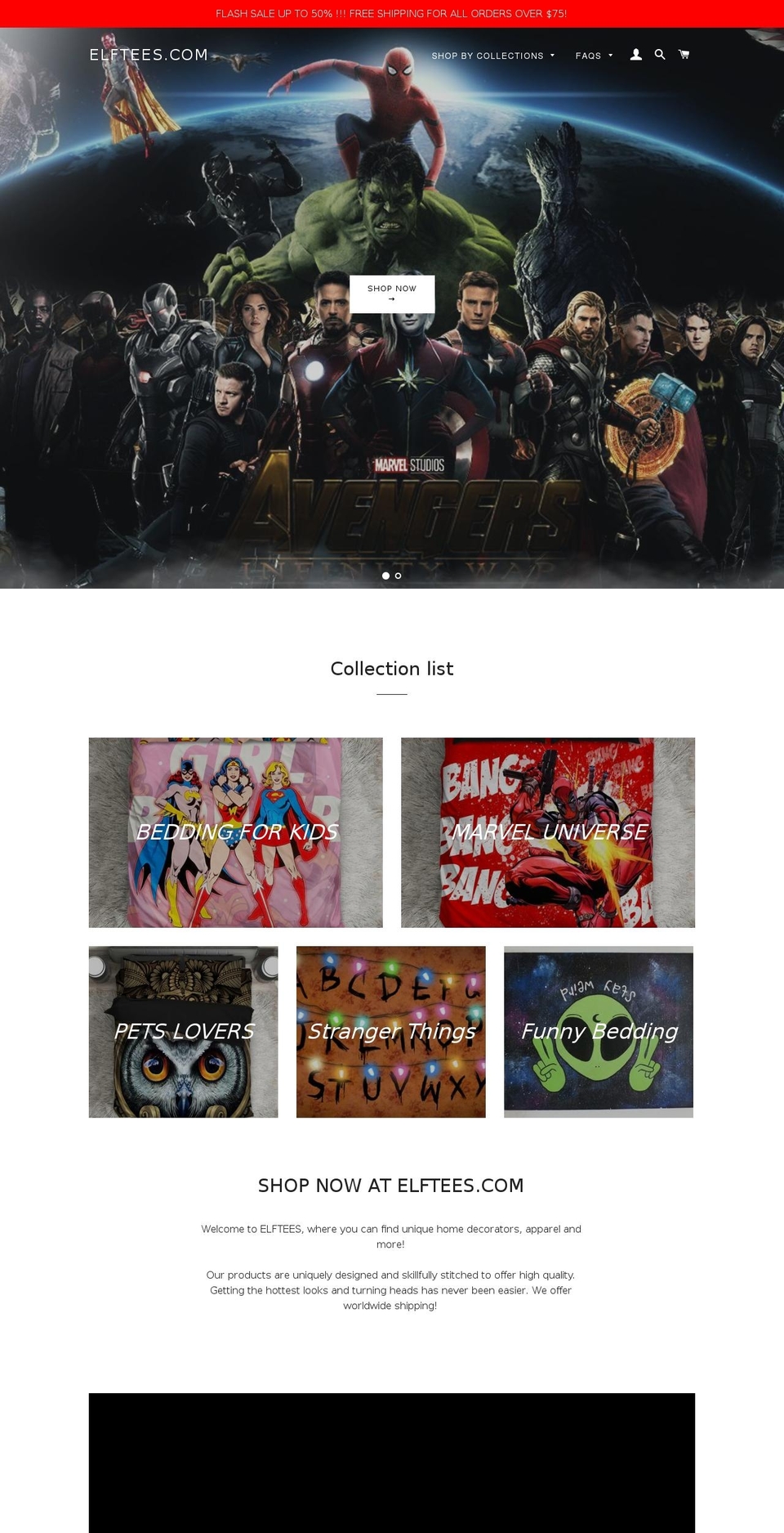 elftees.com — Shopify storefront screenshot