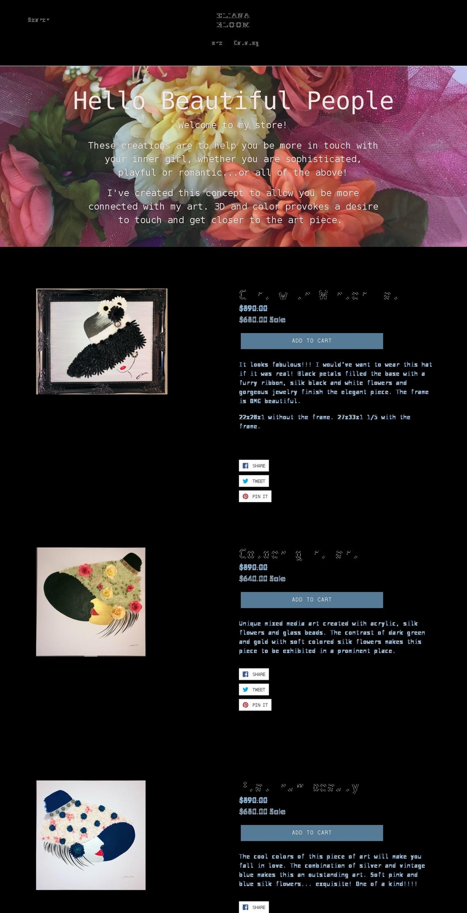 eliana-bloom.com shopify website screenshot