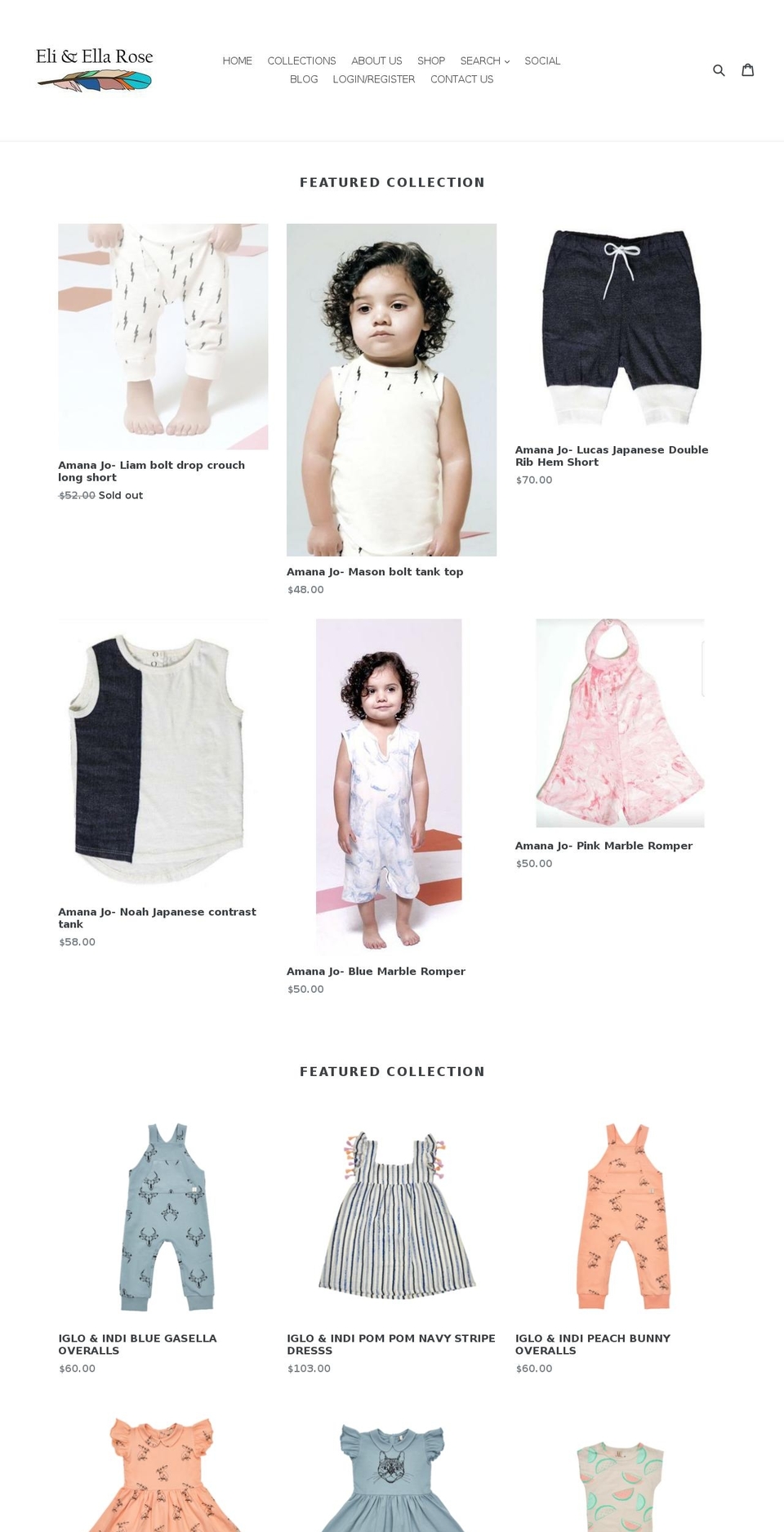 eliandellarose.com shopify website screenshot