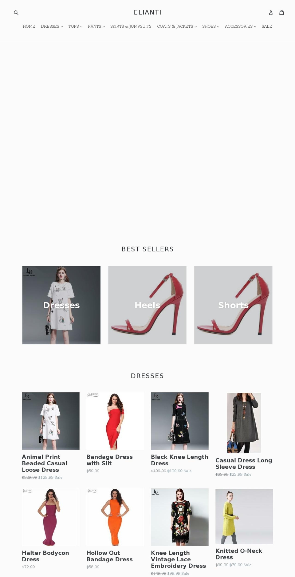 elianti.com shopify website screenshot