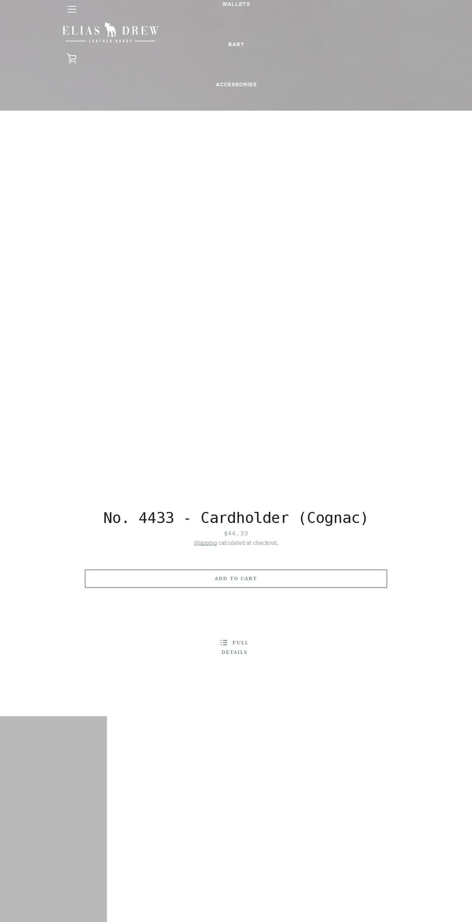 eliasdrewleathergoods.com shopify website screenshot