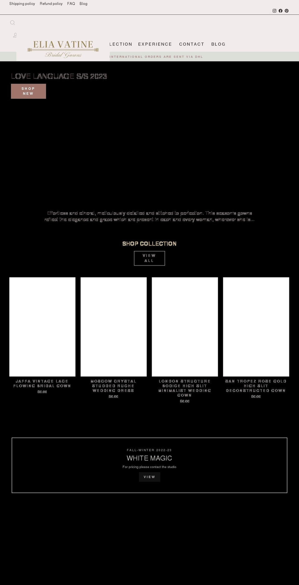 eliavatine.com shopify website screenshot