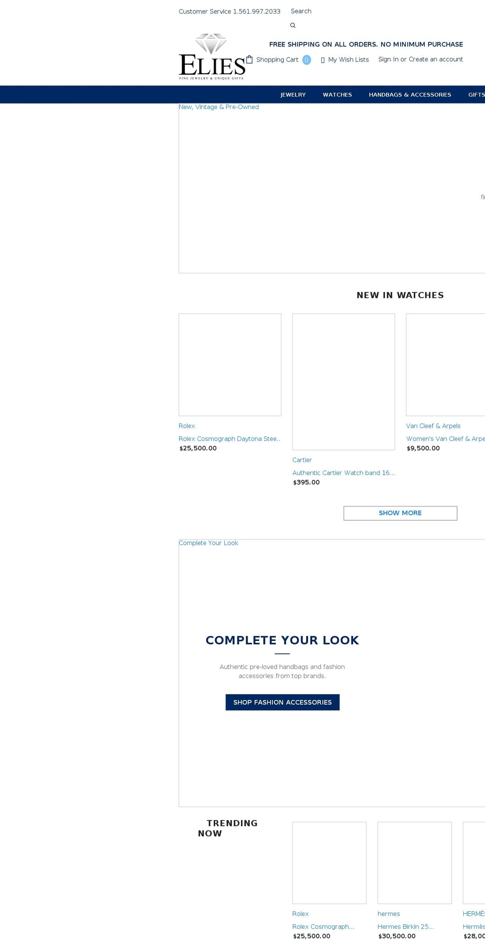 eliesfinejewelry.net shopify website screenshot