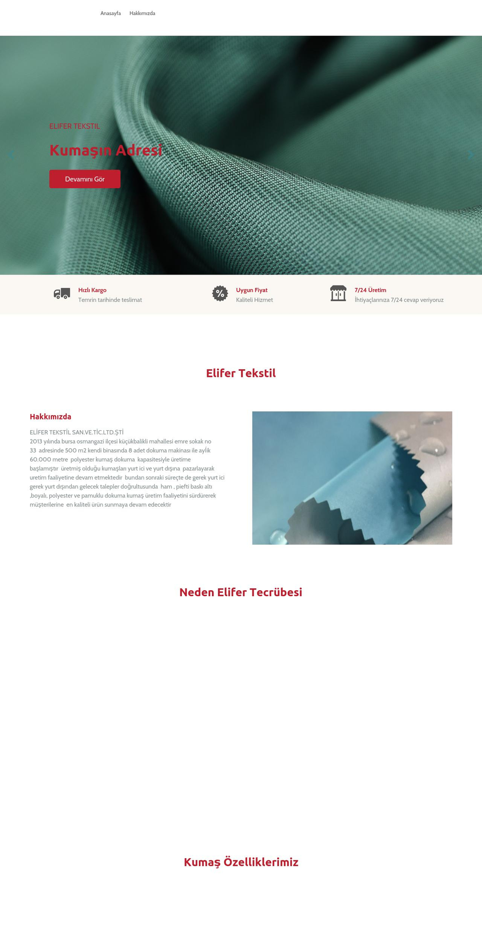 elifertekstil.com shopify website screenshot