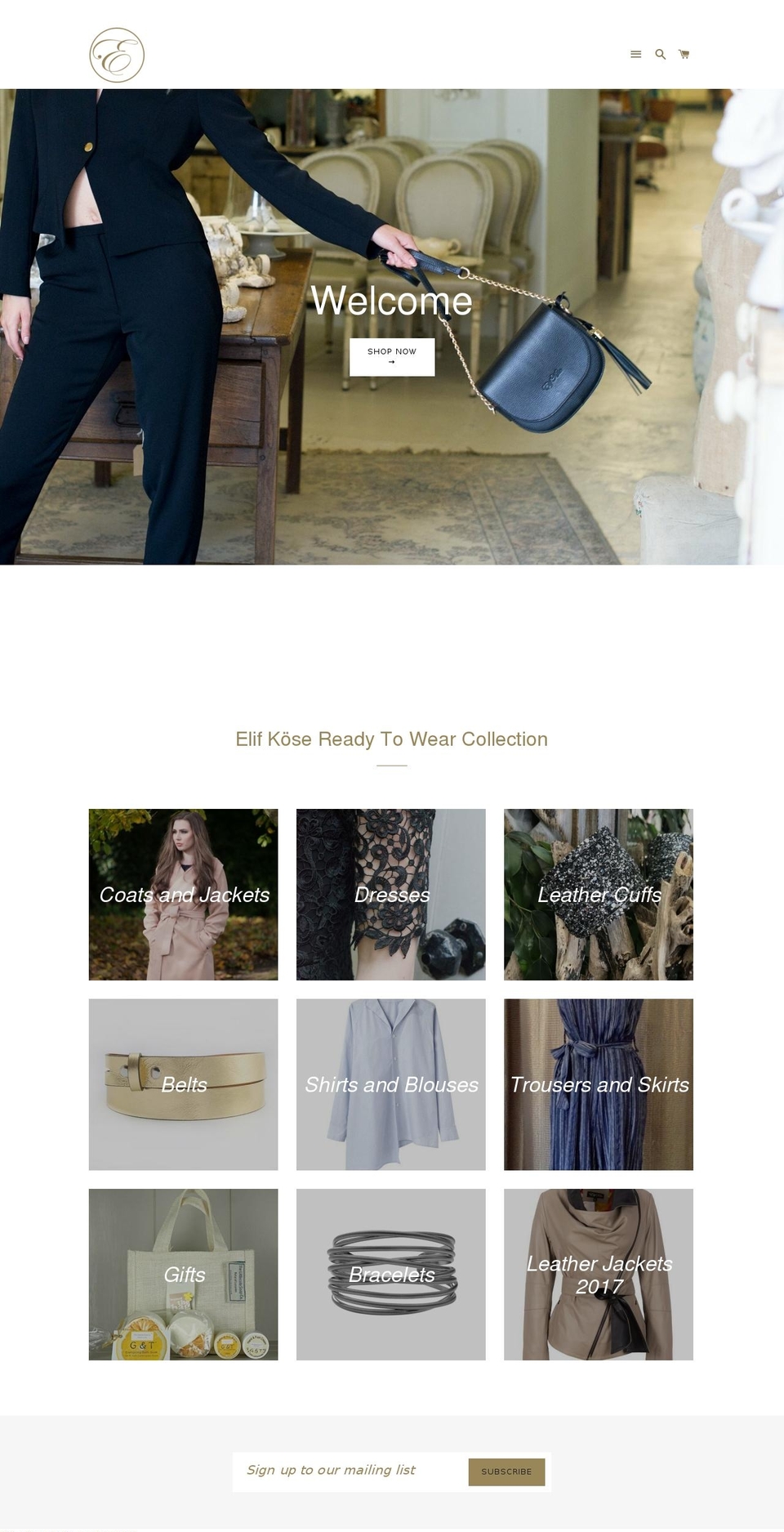elifkose.com shopify website screenshot