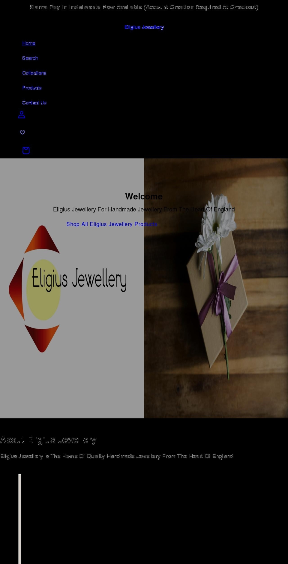 eligiusjewellery.com shopify website screenshot