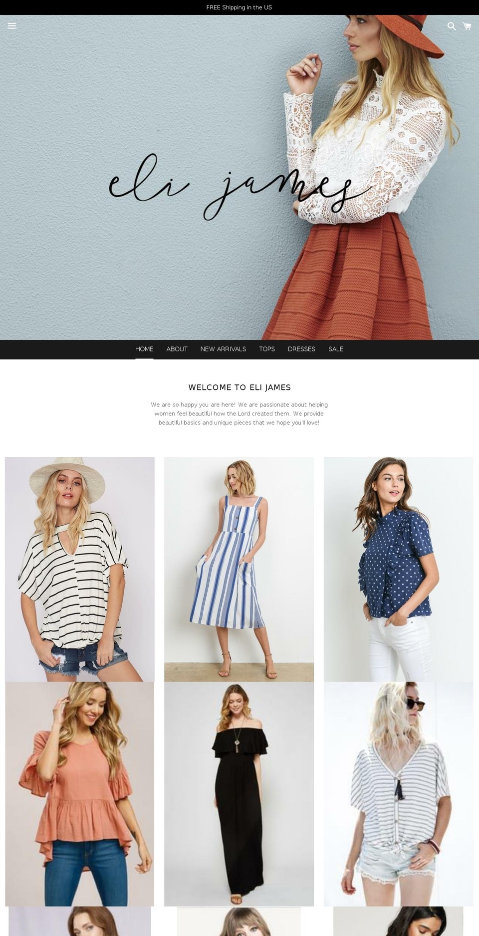 elijamesboutique.com shopify website screenshot