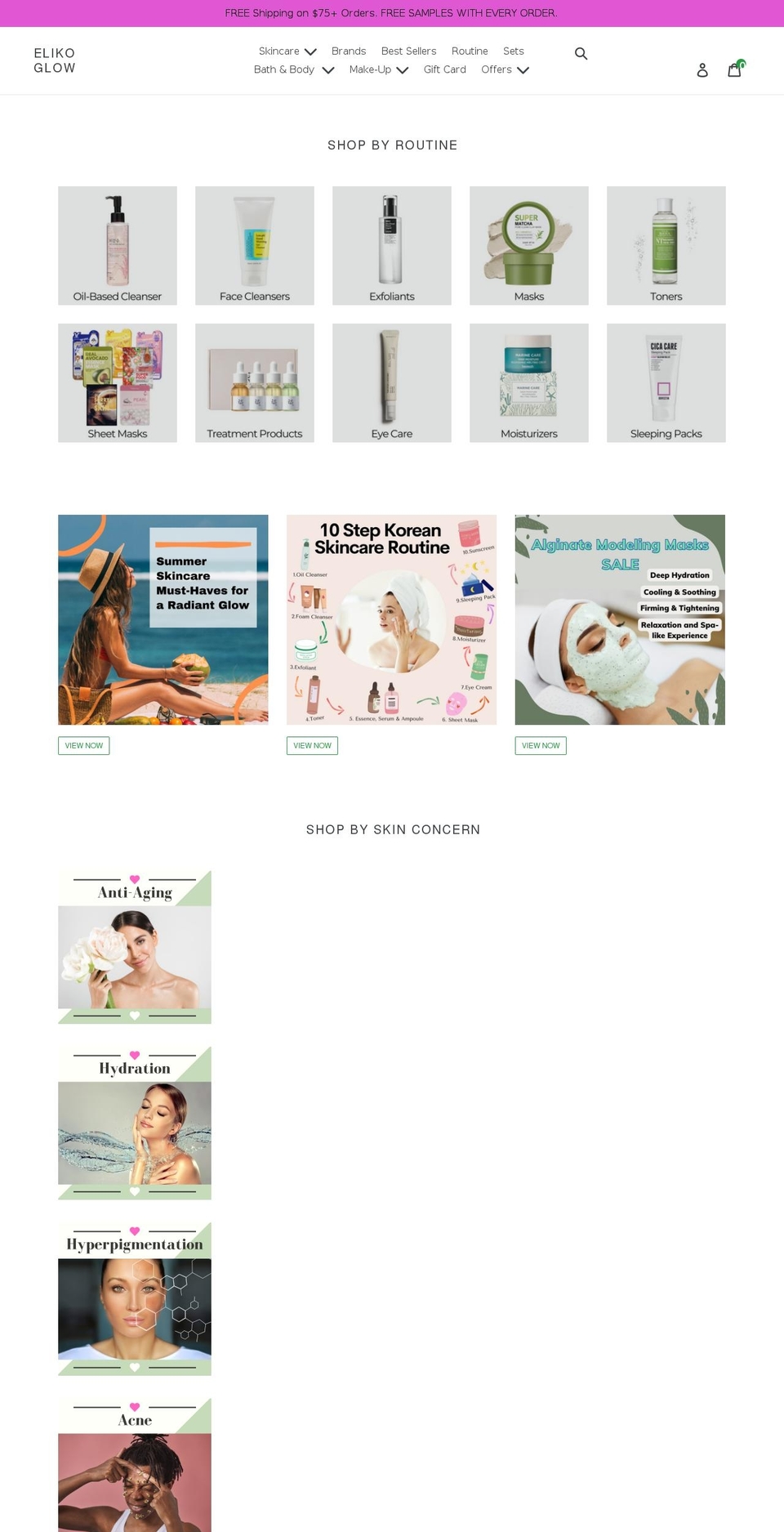 elikoglow.com shopify website screenshot