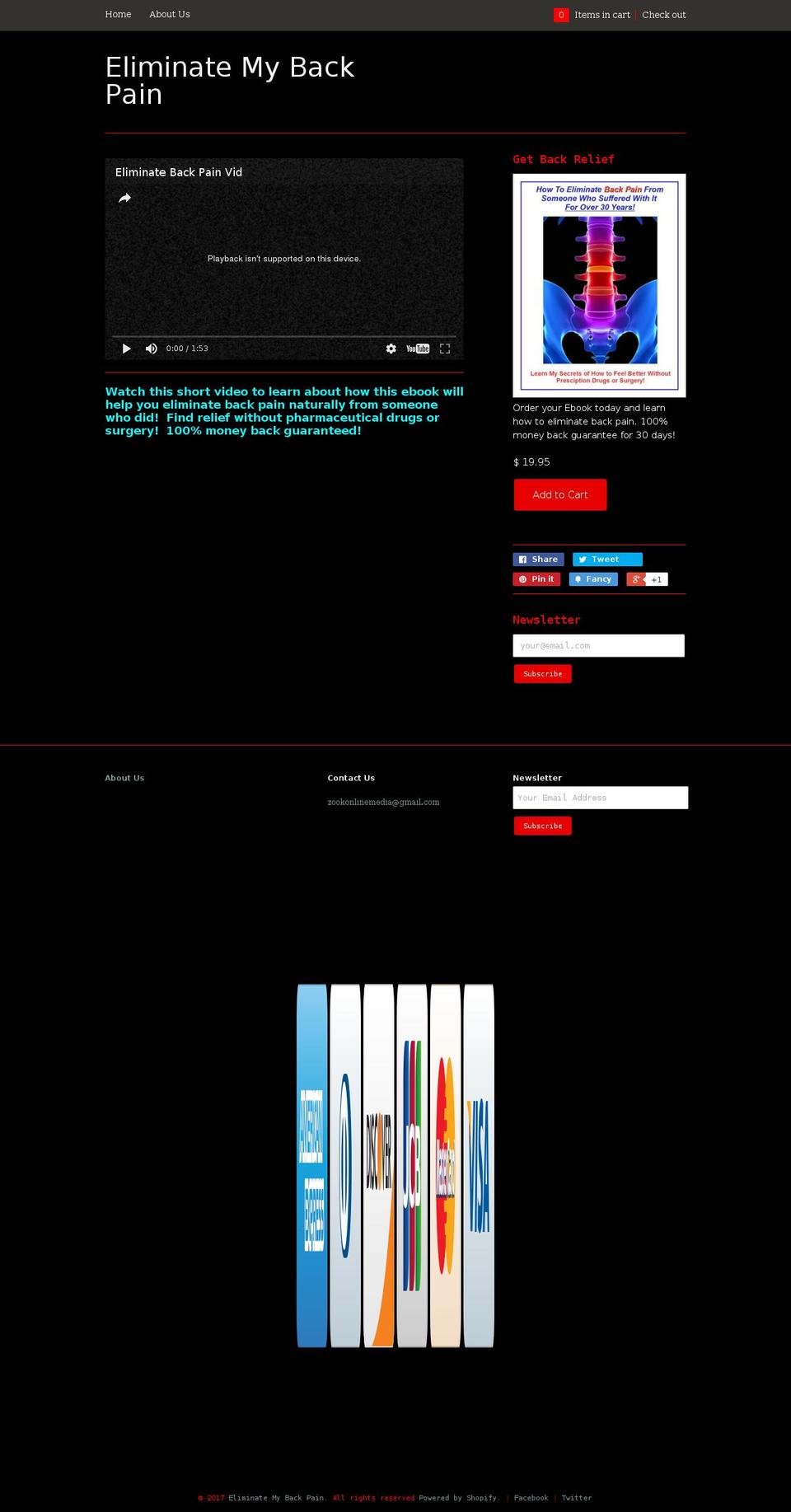 eliminatemybackpain.com shopify website screenshot