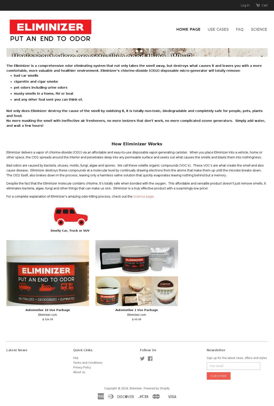 eliminizer.com — Shopify storefront screenshot