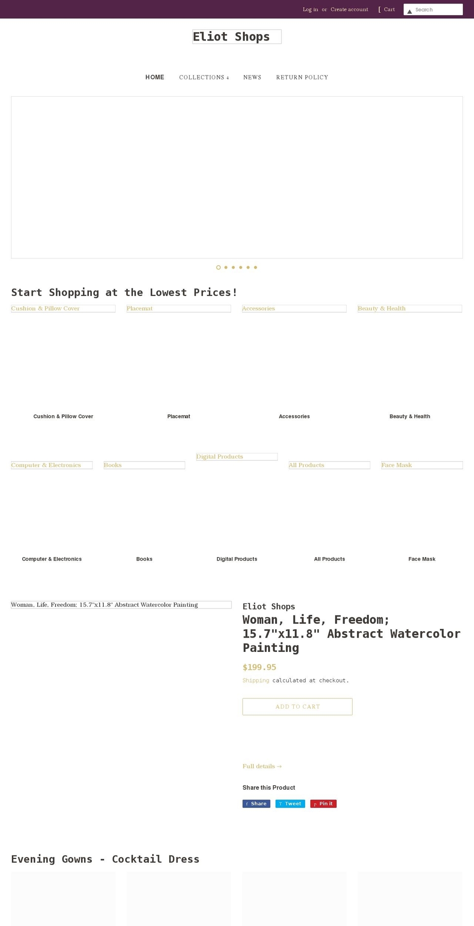 eliotshops.com shopify website screenshot