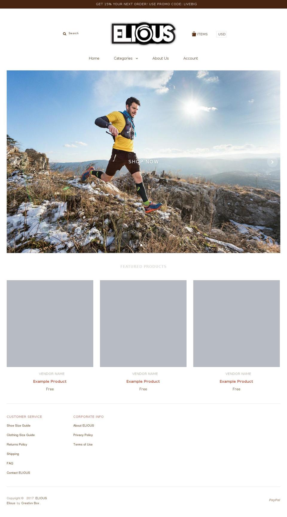 elious.com shopify website screenshot