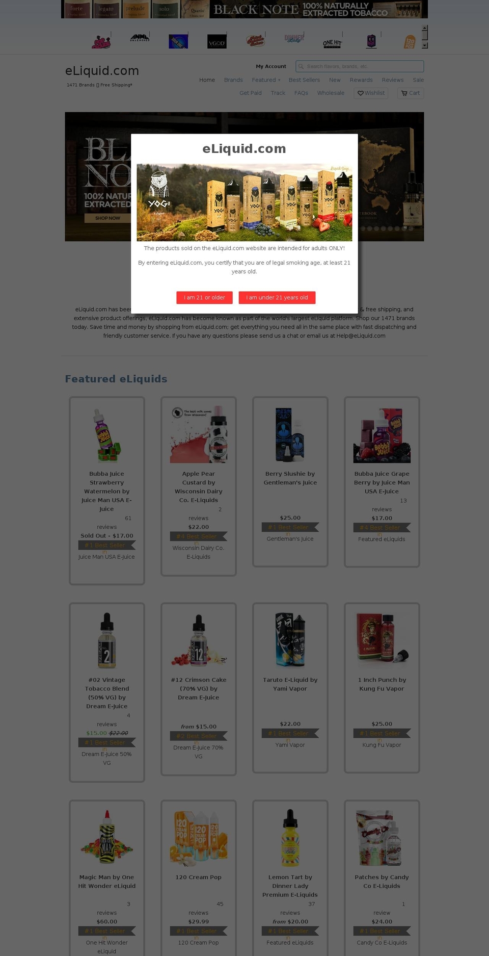 eliquid.com shopify website screenshot