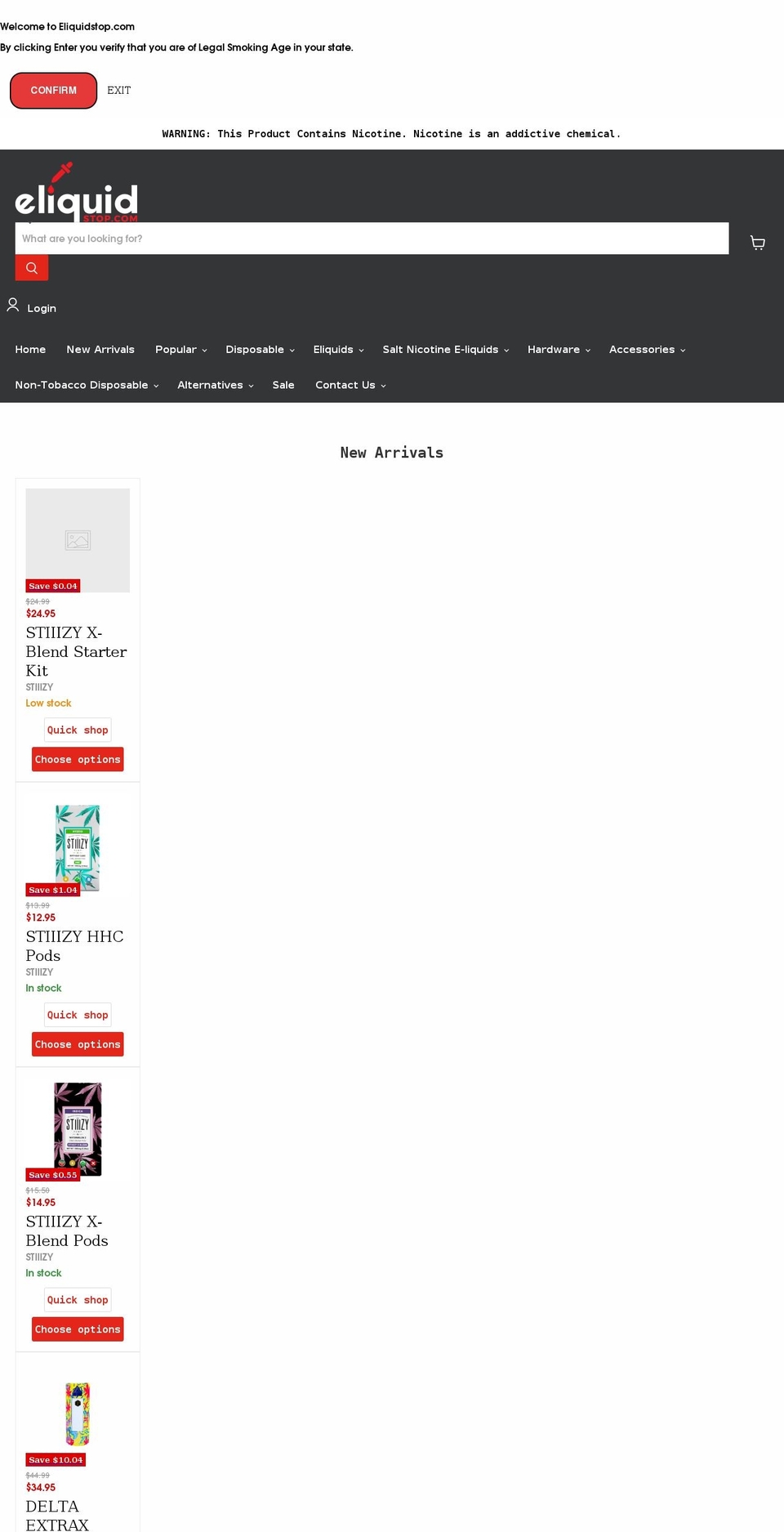 eliquidstop.com shopify website screenshot