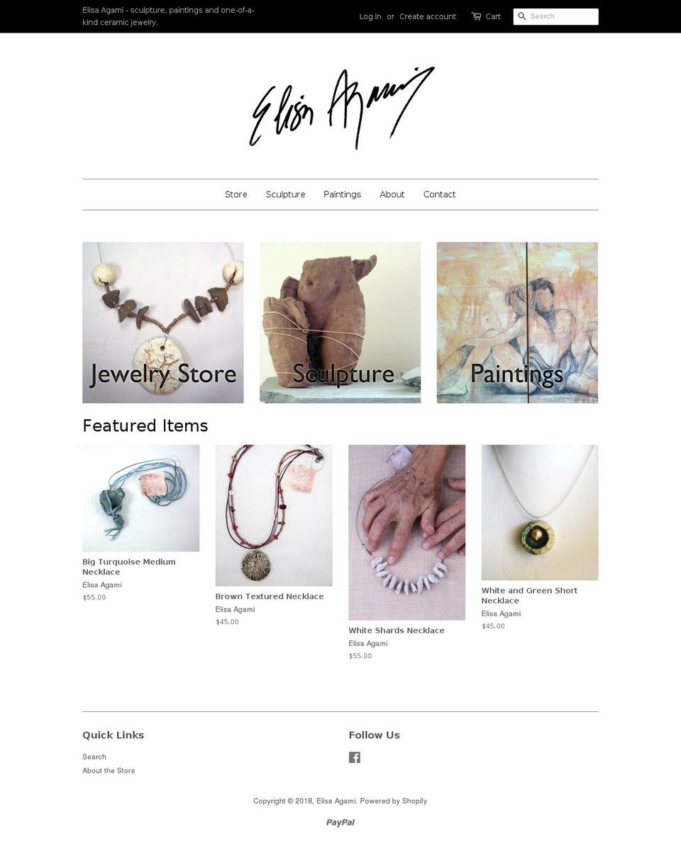 elisaagami.com shopify website screenshot