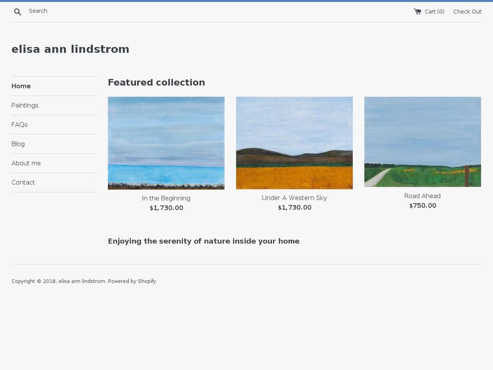 elisaannlindstrom.com — Shopify storefront screenshot